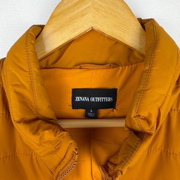 Zenana Outfitters Womens Mustard Yellow Quilted Puffer Vest Zip Front Large - Picture 6 of 11